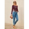 image:imageArachampCloz Womens Wool Blend Off The Shoulder Sweaters Ruched Slim Fit Date Top 2026Dark Red
