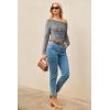 image:imageArachampCloz Womens Wool Blend Off The Shoulder Sweaters Ruched Slim Fit Date Top 2026Gray