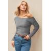 image:imageArachampCloz Womens Wool Blend Off The Shoulder Sweaters Ruched Slim Fit Date Top 2026Gray