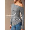 image:imageArachampCloz Womens Wool Blend Off The Shoulder Sweaters Ruched Slim Fit Date Top 2026Gray