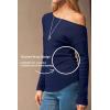 image:imageArachampCloz Womens Wool Blend Off The Shoulder Sweaters Ruched Slim Fit Date Top 2026Navy