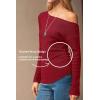 image:imageArachampCloz Womens Wool Blend Off The Shoulder Sweaters Ruched Slim Fit Date Top 2026Red