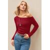 image:imageArachampCloz Womens Wool Blend Off The Shoulder Sweaters Ruched Slim Fit Date Top 2026Red