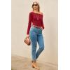image:imageArachampCloz Womens Wool Blend Off The Shoulder Sweaters Ruched Slim Fit Date Top 2026Red