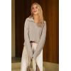 image:imageArachampCloz Womens Wool Blend Quarter Zip Pullover Sweater Trendy Winter Soft Casual Lapel Oversized Fit TopApricot