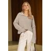 image:imageArachampCloz Womens Wool Blend Quarter Zip Pullover Sweater Trendy Winter Soft Casual Lapel Oversized Fit TopApricot