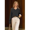 image:imageArachampCloz Womens Wool Blend Quarter Zip Pullover Sweater Trendy Winter Soft Casual Lapel Oversized Fit TopBlack