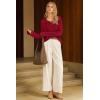 image:imageArachampCloz Womens Wool Blend Quarter Zip Pullover Sweater Trendy Winter Soft Casual Lapel Oversized Fit TopBurgundy
