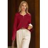 image:imageArachampCloz Womens Wool Blend Quarter Zip Pullover Sweater Trendy Winter Soft Casual Lapel Oversized Fit TopBurgundy