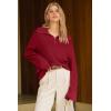 image:imageArachampCloz Womens Wool Blend Quarter Zip Pullover Sweater Trendy Winter Soft Casual Lapel Oversized Fit TopBurgundy