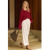 image:imageArachampCloz Womens Wool Blend Quarter Zip Pullover Sweater Trendy Winter Soft Casual Lapel Oversized Fit TopBurgundy