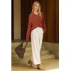 image:imageArachampCloz Womens Wool Blend Quarter Zip Pullover Sweater Trendy Winter Soft Casual Lapel Oversized Fit TopCaramel