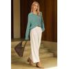 image:imageArachampCloz Womens Wool Blend Quarter Zip Pullover Sweater Trendy Winter Soft Casual Lapel Oversized Fit TopGrey Green