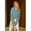image:imageArachampCloz Womens Wool Blend Quarter Zip Pullover Sweater Trendy Winter Soft Casual Lapel Oversized Fit TopGrey Green