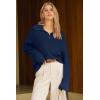 image:imageArachampCloz Womens Wool Blend Quarter Zip Pullover Sweater Trendy Winter Soft Casual Lapel Oversized Fit TopNavy