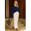 image:imageArachampCloz Womens Wool Blend Quarter Zip Pullover Sweater Trendy Winter Soft Casual Lapel Oversized Fit TopNavy