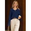 image:imageArachampCloz Womens Wool Blend Quarter Zip Pullover Sweater Trendy Winter Soft Casual Lapel Oversized Fit TopNavy