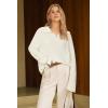 image:imageArachampCloz Womens Wool Blend Quarter Zip Pullover Sweater Trendy Winter Soft Casual Lapel Oversized Fit TopWhite