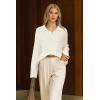 image:imageArachampCloz Womens Wool Blend Quarter Zip Pullover Sweater Trendy Winter Soft Casual Lapel Oversized Fit TopWhite