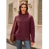 image:imageArachampCloz Womens Wool Blend Soft Mock Neck Casual Oversized Fall SweaterWine Red