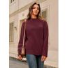 image:imageArachampCloz Womens Wool Blend Soft Mock Neck Casual Oversized Fall SweaterWine Red