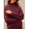 image:imageArachampCloz Womens Wool Blend Soft Mock Neck Casual Oversized Fall SweaterWine Red