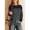 image:imageArachampCloz Womens Wool Blend Striped Boat Neck Fall Dressy Casual Sweater Tops 2025Black and White