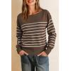 image:imageArachampCloz Womens Wool Blend Striped Boat Neck Fall Dressy Casual Sweater Tops 2025Coffee and White