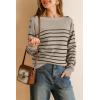 image:imageArachampCloz Womens Wool Blend Striped Boat Neck Fall Dressy Casual Sweater Tops 2025Khaki and Black
