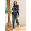 image:imageArachampCloz Womens Wool Blend Striped Boat Neck Fall Dressy Casual Sweater Tops 2025Navy Blue and White