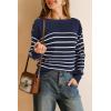 image:imageArachampCloz Womens Wool Blend Striped Boat Neck Fall Dressy Casual Sweater Tops 2025Navy Blue and White