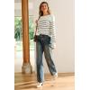 image:imageArachampCloz Womens Wool Blend Striped Boat Neck Fall Dressy Casual Sweater Tops 2025Off White and Black