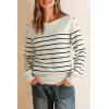 image:imageArachampCloz Womens Wool Blend Striped Boat Neck Fall Dressy Casual Sweater Tops 2025Off White and Black