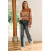 image:imageArachampCloz Womens Wool Blend Striped Boat Neck Fall Dressy Casual Sweater Tops 2025Orange and White