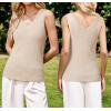 image:imageArachampCloz Womens Wool Blend Sweaters Non See Through Double VNeck AllSeason Tank 2026Apricot