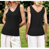 image:imageArachampCloz Womens Wool Blend Sweaters Non See Through Double VNeck AllSeason Tank 2026Black