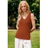 image:imageArachampCloz Womens Wool Blend Sweaters Non See Through Double VNeck AllSeason Tank 2026Caramel