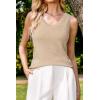 image:imageArachampCloz Womens Wool Blend Sweaters Non See Through Double VNeck AllSeason Tank 2026Khaki
