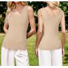 image:imageArachampCloz Womens Wool Blend Sweaters Non See Through Double VNeck AllSeason Tank 2026Khaki