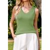 image:imageArachampCloz Womens Wool Blend Sweaters Non See Through Double VNeck AllSeason Tank 2026Leaves Green
