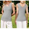 image:imageArachampCloz Womens Wool Blend Sweaters Non See Through Double VNeck AllSeason Tank 2026Light Gray