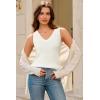 image:imageArachampCloz Womens Wool Blend Sweaters Non See Through Double VNeck AllSeason Tank 2026Offwhite