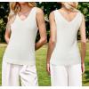 image:imageArachampCloz Womens Wool Blend Sweaters Non See Through Double VNeck AllSeason Tank 2026Offwhite