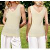 image:imageArachampCloz Womens Wool Blend Sweaters Non See Through Double VNeck AllSeason Tank 2026Offwhite Cream