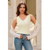 image:imageArachampCloz Womens Wool Blend Sweaters Non See Through Double VNeck AllSeason Tank 2026Offwhite Cream
