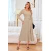 image:imageArachampCloz Womens Wool Blend Tie Waist Pleated Fall Sweater Dress 2025Apricot
