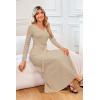 image:imageArachampCloz Womens Wool Blend Tie Waist Pleated Fall Sweater Dress 2025Apricot