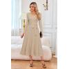 image:imageArachampCloz Womens Wool Blend Tie Waist Pleated Fall Sweater Dress 2025Apricot