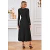 image:imageArachampCloz Womens Wool Blend Tie Waist Pleated Fall Sweater Dress 2025Black