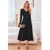 image:imageArachampCloz Womens Wool Blend Tie Waist Pleated Fall Sweater Dress 2025Black